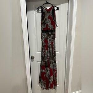 Va Va Voom Red and Black Paisley Maxi Dress